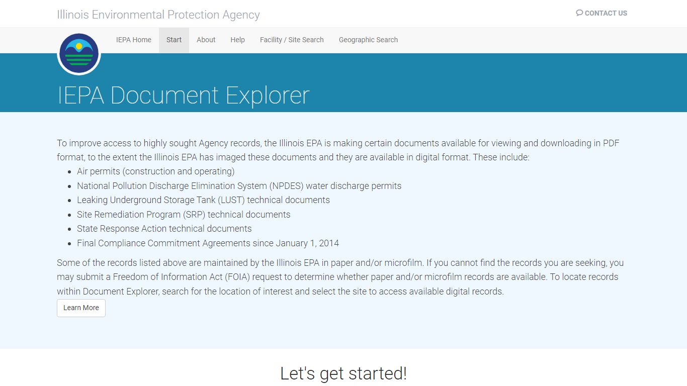 Home Page - IEPA Document Explorer - Illinois